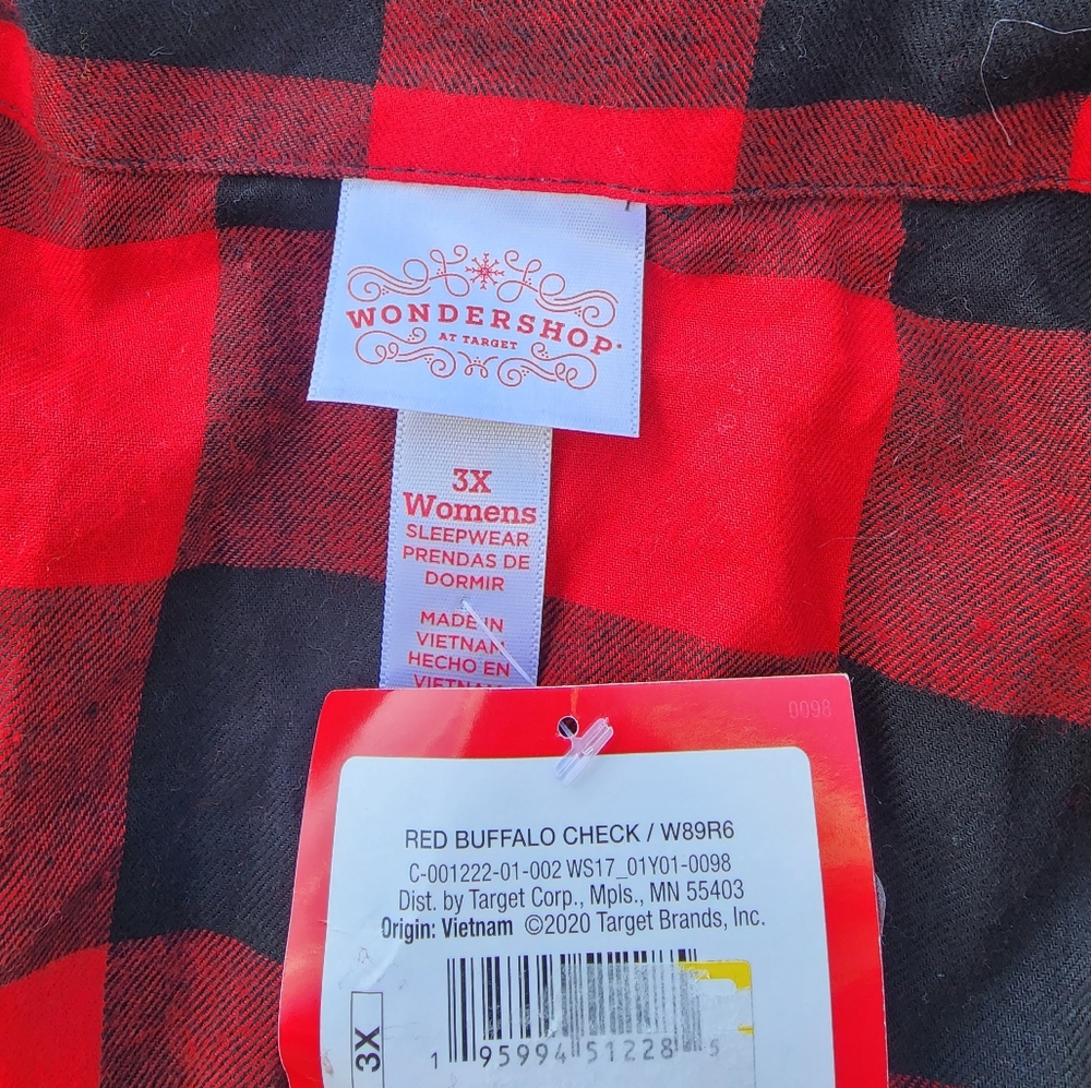Women's Holiday Buffalo Check Plaid Flannel Pajama Top shirt - Wondershop - Picture 4 of 5
